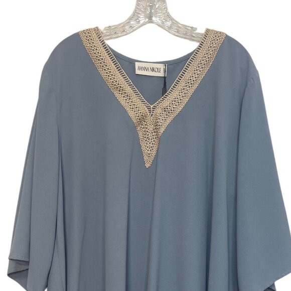 Hanna Nikole Tunic Top Womens Plus Size 22W Blue New Crochet Vneck - Picture 3 of 8